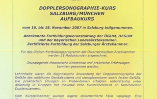 Zertifikat Frauenarzt Salzburg Dopplersonographie