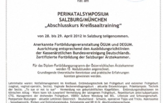 Zertifikat Frauenarzt Salzburg Kreißsaaltraining