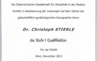 Zertifikat Gynäkologe Salzburg Dr. Stierle Ultraschall